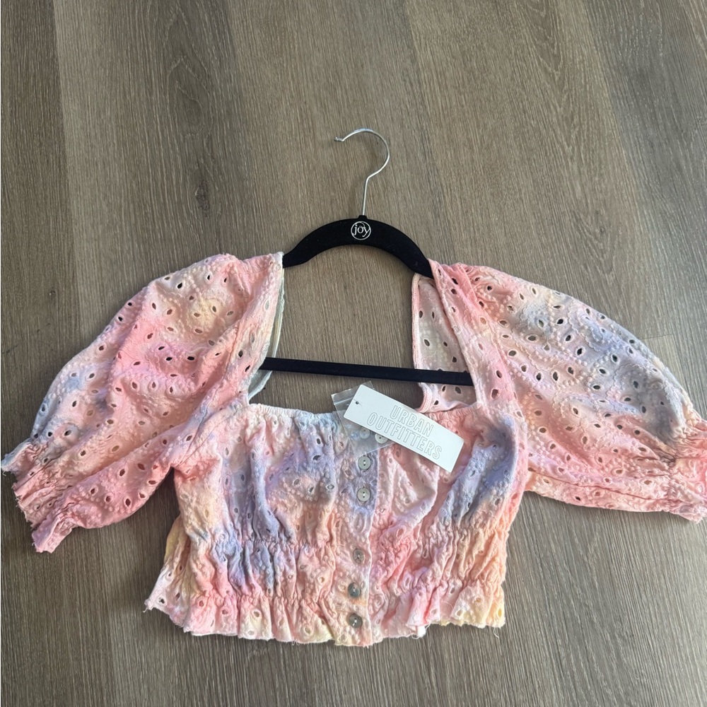 Urban Outfitters Multicolor Eyelet Crop Top